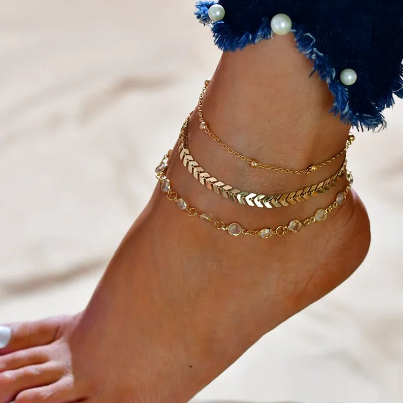 Bohemia Shell Chain Anklet Sets for Women Sequins Ankle Bracelet on Leg Foot Trendy Summer Beach Jewelry Gift